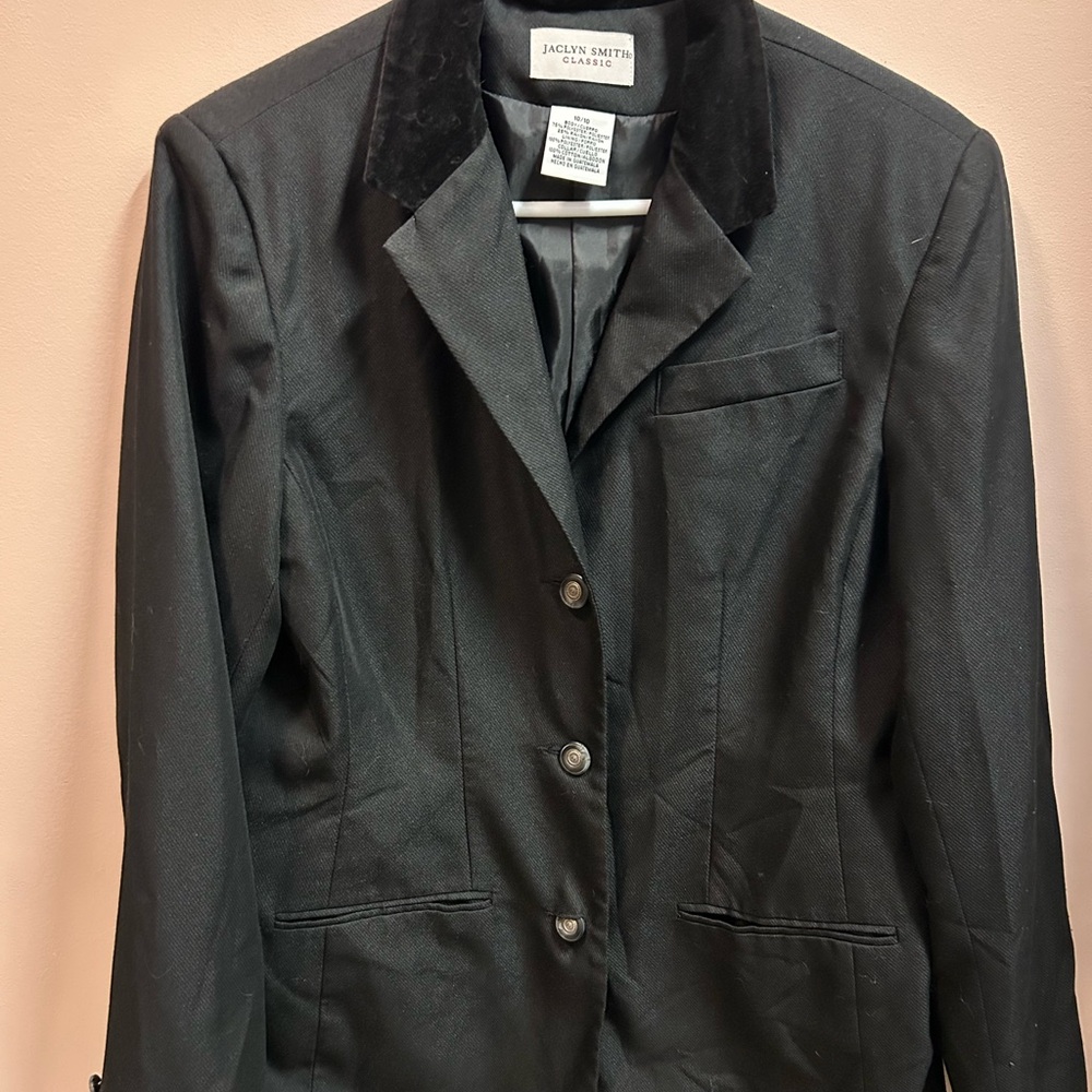 Jaclyn Smith Black Blazer Tailored Suit Jacket